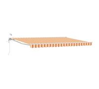 Mhdvray Tenda da sole elettrica retrattile, 4 x 3,5 m, con braccio articolato, per terrazza e giardino, motorizzata con telecomando e manovella, semi-cassetta, giallo, arancione, bianco