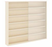 Mhdvray Vetrina da parete in compensato beige, 60 x 8,5 x 54 cm, vetrina da | Armadio sospeso compatto con anta scorrevole e 5 ripiani per soggiorno, ufficio o galleria per esposizione senza polvere.