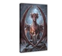 MHFDC Dipingi coi numeri, stampa artistica su tela digitale, motivo: drago e mago, decorazione per camera da letto, ufficio, stanza, regalo, 60 x 90 cm