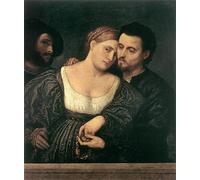 MHFFDYIV Dipinti Famosi Immagini Moderni Arte Classica Gli amanti veneziani Paris Bordone per L'arredamento del Soggiorno 60x90cm