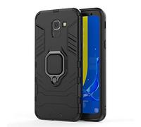 MHHQ Custodia For Galaxy J6 2018, 2 in 1 Armour resistente Hybrid Dual Layer Armatura Defender PC + TPU Custodie Case Cover con supporto magnetico per auto per Samsung Galaxy J6 2018 -All Black
