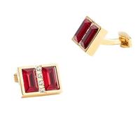 MHJKHG Gemelli da camicia da uomo rettangolari elettroplaccati oro rosso zircone gemelli