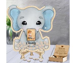 MHJUFGD Libro degli Ospiti Elefante Personalizzato per Baby Shower con Foto Nome Data per Bambini E Bambine Libro degli Ospiti per Battesimo Ricordo della Festa di Compleanno (Stile 7)