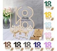 MHJUFGD Libro degli Ospiti Personalizzato per Il 18 Compleanno Testo del Nome Libro degli Ospiti Creativo per Il Compleanno Festa di Compleanno Ragazza Ragazzo 18 Anni (Stile 7)