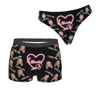 MHJUFGD Slip di Coppia con Foto Personalizzati Boxer da Uomo Boxer Donna Slip Divertenti Compleanno di San Valentino (Stile 20)