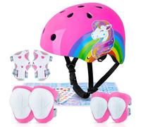 MHJY Casco Bici Bambina 3-8 Anni Casco Bicicletta Bambino Regolabile Ginocchiere e Gomitiere e Polsiere Protezioni Pattini per Skateboard Skate Moto Monopattino per Ragazze e Raga