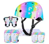 MHJY Casco Bici Bambino Casco Bicicletta Bambina Protezioni Della Testa Regolabile Ginocchiere e Gomitiere e Polsiere per Skateboard Skate Moto Monopattino Pattini per Ragazze e Raga 3-8 Anni