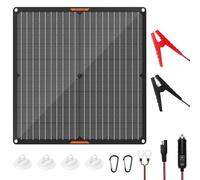 MHPOWOS Pannello solare 30W 12V Caricabatteria solare per auto Caricabatteria portatile impermeabile ad energia solare e mantenitore di carica con spina accendisigari e morsetto a coccodrillo