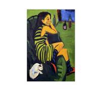 MHTHFD Poster su tela con ritratto di Ernst Ludwig Kirchner "Artistin (Marcella)", decorazione per camera da letto, ufficio, stanza, regalo, 60 x 90 cm