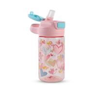 MHwan Borraccia Bambini, 400ml Robusta, Infrangibile, a Prova di Perdite, Senza BPA, Apertura One-Touch, Facile da Pulire, con Cannuccia, adatta per la Scuola e Le Gite (Cuore)