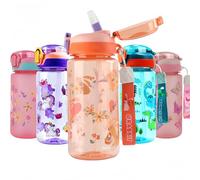 MHwan Borraccia Bambini, 600 ML, Robusta, Infrangibile, a Prova di Perdite, Senza BPA, Apertura One-Touch, Facile da Pulire, con Cannuccia, adatta per la Scuola e Le Gite (Coniglio)
