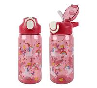 MHwan Borraccia Bambini, 600 Ml, Robusta, Infrangibile, a Prova di Perdite, Senza BPA, Apertura One-Touch, Facile da Pulire, con Cannuccia, adatta per la Scuola e Le Gite (Unicorno)