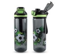 MHwan Borraccia Bambini, 650ml, adatta per Bevande Gassate, Senza BPA | Apertura One-Touch, Facile da Pulire, Grande Capacità Borraccia, adatta per la Scuola e Gli Sport AllAria Aperta (Calcio)