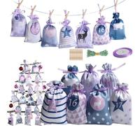 MHwan Calendario Avvento Fai Da Te, 24 Pezzi Calendario Avvento Da Riempire Realizzati In Tessuto Di Raso Liscio e Lucido, Bellissime e Squisite Calendario DellAvvento Fai Da Te (Rosa, Viola)