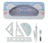 MHwan Compasso, 7 Pezzi Vassoio Animali carini, Robusto e Durevole, Set di Geometria perlLa Scuola Media e Elementare che è Popolare Tra i Bambini, Set di Compasso, Goniometro e Righello