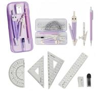 MHwan Compasso, 9 Pezzi Vassoio Bello, Robusto e Durevole, Set di Geometria perlLa Scuola Media e Elementare che è Popolare Tra i Bambini, Set di Compasso, Goniometro e Righello