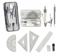 MHwan Compasso, 9 Pezzi Vassoio Bello, Robusto e Durevole, Set di Geometria perlLa Scuola Media e Elementare che è Popolare Tra i Bambini, Set di Compasso, Goniometro e Righello