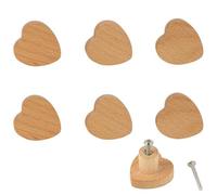 MHwan Maniglie per Mobili da Cucina, 6 Pezzi Pomelli per Mobili Bambini si Cuore In Pregiato Legno Massello con Texture Naturale, Che Emanano UnAtmosfera Naturale e Si Avvicinano a una Naturale