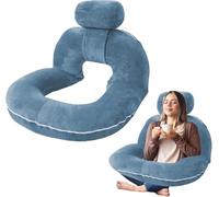 Mhwgo Cuscino da lettura per letto e divano, Grande Cuscino per Schienale con Cuscino cervicale staccabile, ergonomico Cuscino Schienale Divano, Cuscino Supporto Lombare per leggere, lavorare (blue)