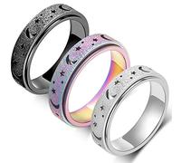 MHWTTY Anello antistress per alleviare l'ansia, design fidget spinner, per donne e uomini, giocattolo antistress, 8, Metallo