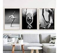 MhY Stampe Immagini Stile Nordico Ballerino di Danza Classica Poster Modulare Nero più Bianco Pittura Tela Fresh Home Wall Art Soggiorno Decor 30cm x40cm x3p No Frame
