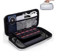 MHYALUDO Compatibile con Custodia Nintendo Switch 2, Stile del bagaglio Impermeabile Antigraffio con Guscio Rigido per Switch 2, 10 Slot per Giochi & Cerniere Maniglia in Gomma Portatile,Argento