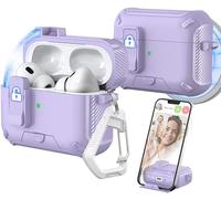 MHYALUDO Cover per AirPods Pro 2a/1a Generazione, Compatibile con Magsafe, Chiusura Magnetica Automatica, Porta di Ricarica Antipolvere e Design Supporto con Kit di Pulizia, Viola Uva