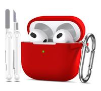 MHYALUDO Custodia per Airpods 3a generazione 2021,Custodia protettiva in morbido silicone per Airpods 3 con LED visibile sulla parte anteriore,con kit di pulizia,Rosso