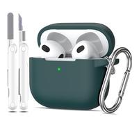 MHYALUDO Custodia per Airpods 3a generazione 2021,Custodia protettiva in morbido silicone per Airpods 3 con LED visibile sulla parte anteriore,con kit di pulizia,Verde foresta