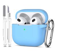 MHYALUDO Custodia per Airpods 3a generazione 2021,Custodia protettiva in morbido silicone per Airpods 3 con LED visibile sulla parte anteriore,con kit di pulizia,Azzurro