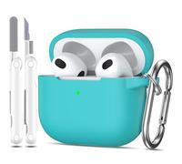 MHYALUDO Custodia per Airpods 3a generazione 2021,Custodia protettiva in morbido silicone per Airpods 3 con LED visibile sulla parte anteriore,con kit di pulizia,Teal
