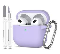 MHYALUDO Custodia per Airpods 3a generazione 2021,Custodia protettiva in morbido silicone per Airpods 3 con LED visibile sulla parte anteriore,con kit di pulizia,Uva viola
