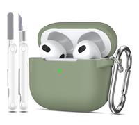 MHYALUDO Custodia per Airpods 3a generazione 2021,Custodia protettiva in morbido silicone per Airpods 3 con LED visibile sulla parte anteriore,con kit di pulizia,Verde oliva