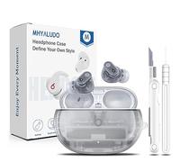 MHYALUDO Custodia per Beat Studio Buds Plus (2023) / Beat Studio Buds 2021, Custodia Protettiva Antiurto di Grado Militare Trasparente in TPU Morbido con Penna per la Pulizia, Nero