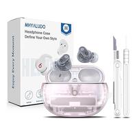 MHYALUDO Custodia per Beat Studio Buds Plus (2023) / Beat Studio Buds 2021, Custodia Protettiva Antiurto di Grado Militare Trasparente in TPU Morbido con Penna per la Pulizia, Rosa