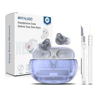 MHYALUDO Custodia per Beat Studio Buds Plus (2023) / Beat Studio Buds 2021, Custodia Protettiva Antiurto di Grado Militare Trasparente in TPU Morbido con Penna per la Pulizia, Blu