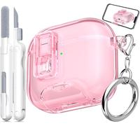 MHYALUDO per AirPods 4a Generazione Custodia Cover 2024, Antiurto Trasparente Anti-ingiallimento, Porta di Ricarica Antipolvere e Design con Supporto con Kit di Pulizia per AirPods 4 Custodia, Rosa