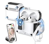 MHYALUDO per AirPods 4a generazione Custodia, porta di ricarica con blocco automatico magnetico antipolvere e supporto con kit di pulizia per AirPods 4 Custodia, Nero armatura/Bianco neve