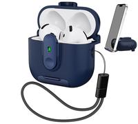 MHYALUDO per Copertura Custodia AirPods 4a Generazione, Protezione da Caduta con Blocco Sicuro, Porta Di Ricarica Antipolvere E Supporto per Custodia AirPods 4 2024, Blu Marino