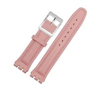 MHYATIO Compatibile con SWATCH YCS YAS YGS IRONY cinturino in morbida pelle di vacchetta 17mm 19mm bracciale da uomo donna cinturino blu nero marrone con strumenti(06 pink silver,17mm)
