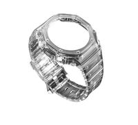 MHYATIO Custodia in gomma trasparente+cinturino compatibile con Casio G-SHOCK GA-2100 Modifica moda Blu Rosso Jelly Sostituzione cinturino sportivo con bordo(Transparent)