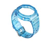 MHYATIO Custodia in gomma trasparente+cinturino compatibile con Casio G-SHOCK GA-2100 Modifica moda Blu Rosso Jelly Sostituzione cinturino sportivo con bordo(Transparent blue)
