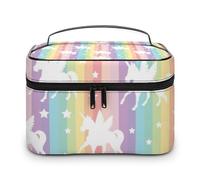 MHYRAC Borsa cosmetica, borsa da trucco a forma di pinguino, borsa da toilette da viaggio in pelle per le donne, Modello Unicorno Arcobaleno, 25x18x15cm