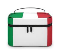 MHYRAC Borsa cosmetica, borsa da trucco con cane levriero italiano, borsa da viaggio in pelle per donne, Bandiera Italia, 25x18x15cm