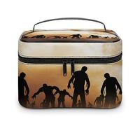 MHYRAC Borsa cosmetica, graziosa borsa per trucco con bradipo della foresta pluviale, borsa da viaggio in pelle per donne, Zombies Dead Men Walking Body at Night, 25x18x15cm