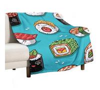 MHYRAC Coperta in flanella, stile sushi, per divano, letto, ufficio, morbida e confortevole, senza pelucchi