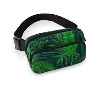 MHYRAC Marsupio con teschio di gatto, con testa di strega, nero, stile gotico, regolabile, per corsa, camminata, escursionismo, Pianta della giungla tropicale verde, 20x13cm