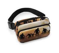 MHYRAC Marsupio, Manta Ray e Fish Marsupio, Marsupio regolabile per corsa, camminata, escursionismo, Zombies Dead Men Walking Body at Night, 20x13cm