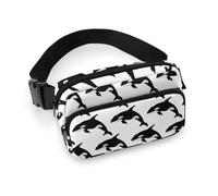 MHYRAC Marsupio nero per cani Shiba, marsupio regolabile per corsa, camminata, escursionismo, Modello di balena dell'assassino, 20x13cm
