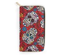 MHYRAC Portafoglio in pelle, pace e amore, piccole dimensioni e grande capacità, facile da trasportare, Teschi messicani di zucchero, 19.7x10.5cm, Moderno